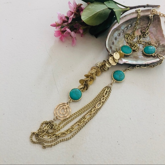 ⭐️ Gold Turquoise Coin Necklace